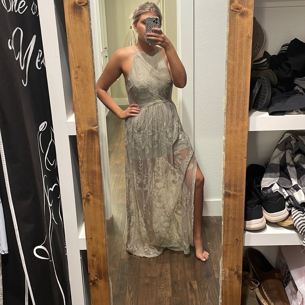 Lace Maxi dress with shorts